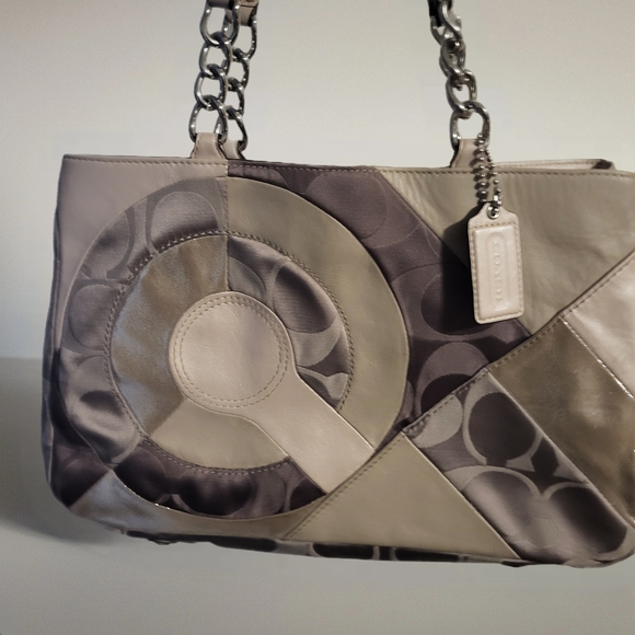 Coach Handbags - Coach Inlaid Patchwork Leather Chain Tote Bag. Rare Color Scheme.